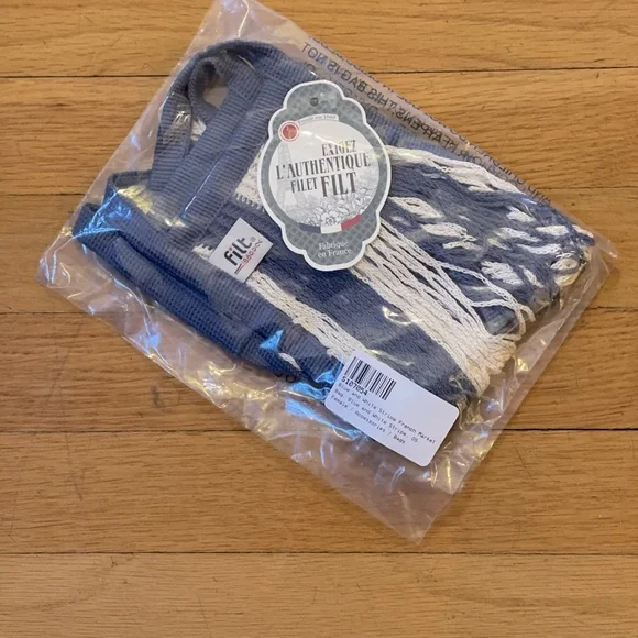 FILT Blue and White Stripe French Market Woven Tote Bag - One Size - NEW - Picture 4 of 5